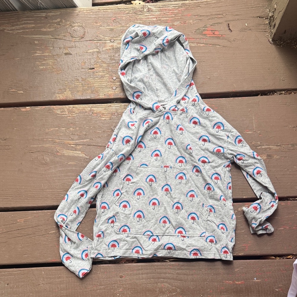 Tea Collection Gray Hoodie with Rainbow Pattern
